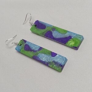 Hand Crafted Green and Purple Earrings